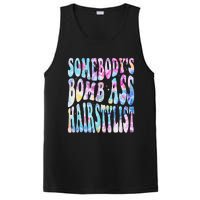 SomebodyS Bomb Ass Hairstylist Groovy Hair Stylist Tie Dye PosiCharge Competitor Tank