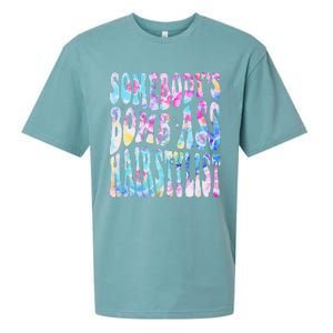 SomebodyS Bomb Ass Hairstylist Groovy Hair Stylist Tie Dye Sueded Cloud Jersey T-Shirt