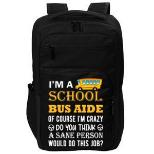 School Bus Aide Funny Back to School Impact Tech Backpack