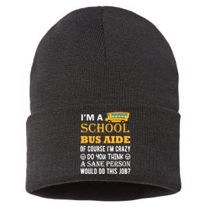 School Bus Aide Funny Back to School Sustainable Knit Beanie