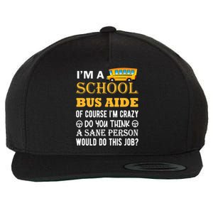 School Bus Aide Funny Back to School Wool Snapback Cap