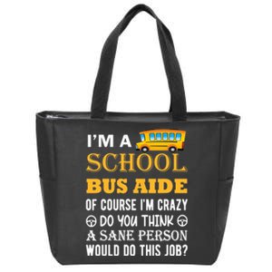 School Bus Aide Funny Back to School Zip Tote Bag