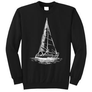 Sailor Boating Anchor Simple Line Drawing Sailboat Sailing Sweatshirt