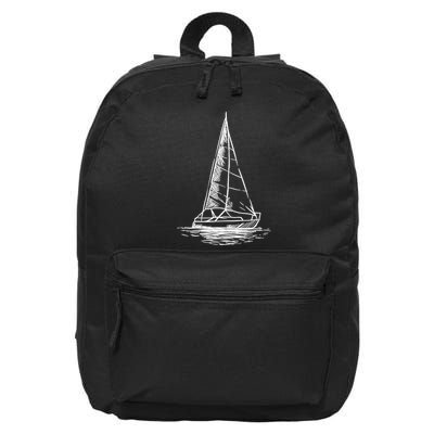 Sailor Boating Anchor Simple Line Drawing Sailboat Sailing 16 in Basic Backpack
