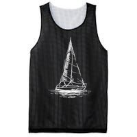 Sailor Boating Anchor Simple Line Drawing Sailboat Sailing Mesh Reversible Basketball Jersey Tank