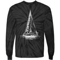 Sailor Boating Anchor Simple Line Drawing Sailboat Sailing Tie-Dye Long Sleeve Shirt