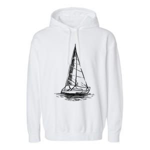 Sailor Boating Anchor Simple Line Drawing Sailboat Sailing Garment-Dyed Fleece Hoodie