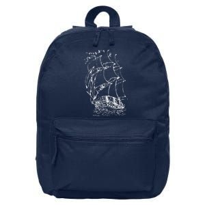 Sailor Boating Anchor Simple Line Drawing Sailboat Sailing 16 in Basic Backpack