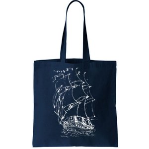 Sailor Boating Anchor Simple Line Drawing Sailboat Sailing Tote Bag