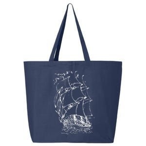 Sailor Boating Anchor Simple Line Drawing Sailboat Sailing 25L Jumbo Tote