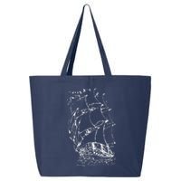 Sailor Boating Anchor Simple Line Drawing Sailboat Sailing 25L Jumbo Tote