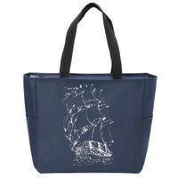 Sailor Boating Anchor Simple Line Drawing Sailboat Sailing Zip Tote Bag