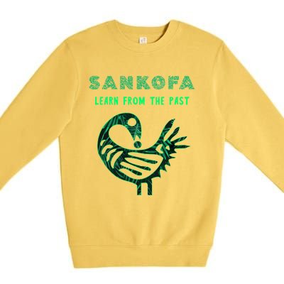 Sankofa Bird Afrocentric Adinkra Symbol Forest Pattern Great Gift Premium Crewneck Sweatshirt