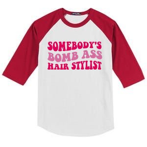 Somebody's Bomb Ass Hairstylist Kids Colorblock Raglan Jersey