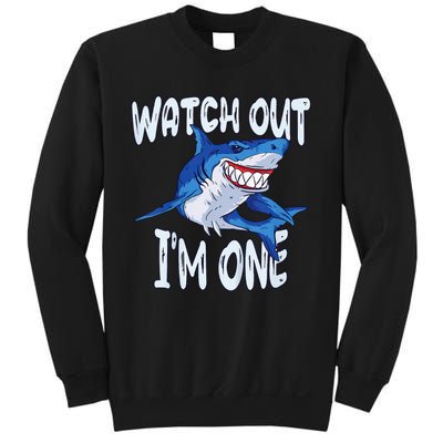 Shark Birthday Awesome 1 Year Old Watch Out I'm 1 Sweatshirt