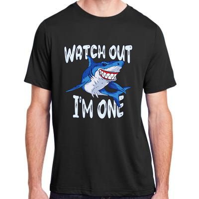 Shark Birthday Awesome 1 Year Old Watch Out I'm 1 Adult ChromaSoft Performance T-Shirt