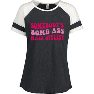 Somebody's Bomb Ass Hairstylist Enza Ladies Jersey Colorblock Tee