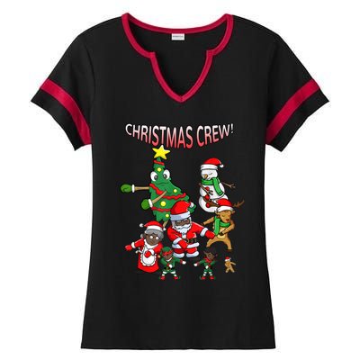 Santa Black African American Christmas Crew Flossing Floss TShirt Ladies Halftime Notch Neck Tee