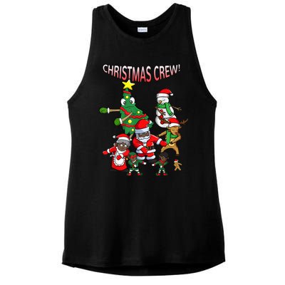 Santa Black African American Christmas Crew Flossing Floss TShirt Ladies PosiCharge Tri-Blend Wicking Tank