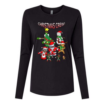 Santa Black African American Christmas Crew Flossing Floss TShirt Womens Cotton Relaxed Long Sleeve T-Shirt