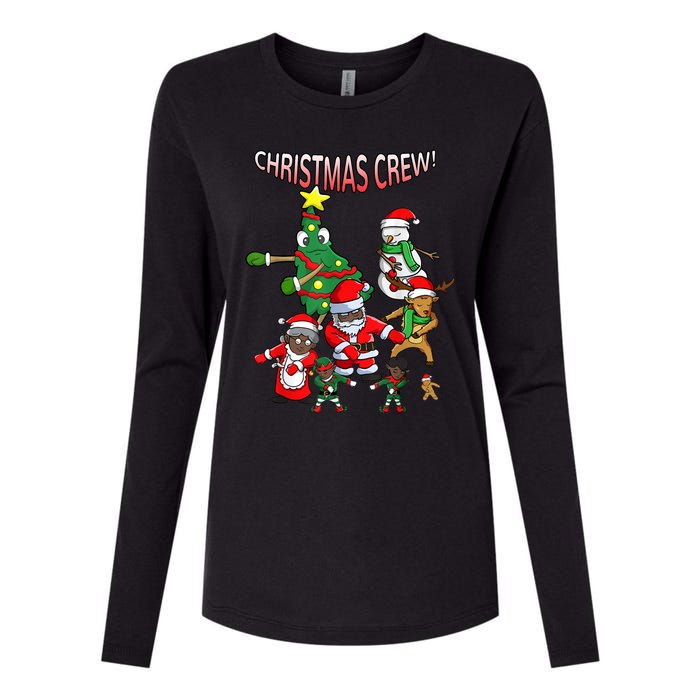 Santa Black African American Christmas Crew Flossing Floss TShirt Womens Cotton Relaxed Long Sleeve T-Shirt