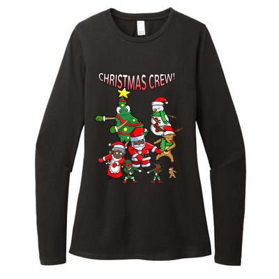 Santa Black African American Christmas Crew Flossing Floss TShirt Womens CVC Long Sleeve Shirt