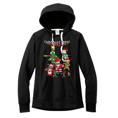 Santa Black African American Christmas Crew Flossing Floss TShirt Women's Fleece Hoodie