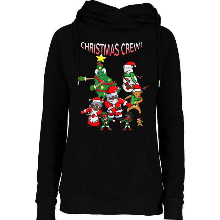 Santa Black African American Christmas Crew Flossing Floss TShirt Womens Funnel Neck Pullover Hood