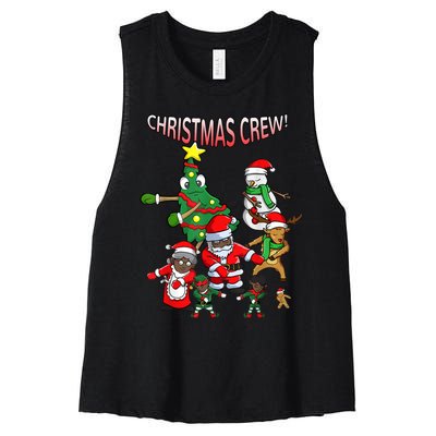 Santa Black African American Christmas Crew Flossing Floss TShirt Women's Racerback Cropped Tank