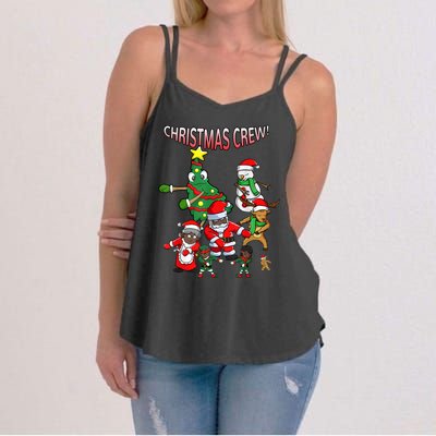 Santa Black African American Christmas Crew Flossing Floss TShirt Women's Strappy Tank