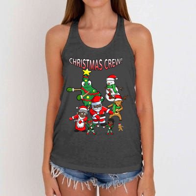 Santa Black African American Christmas Crew Flossing Floss TShirt Women's Knotted Racerback Tank