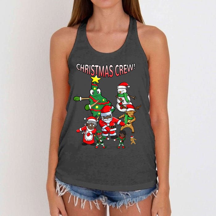 Santa Black African American Christmas Crew Flossing Floss TShirt Women's Knotted Racerback Tank