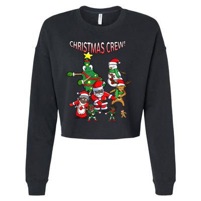 Santa Black African American Christmas Crew Flossing Floss TShirt Cropped Pullover Crew