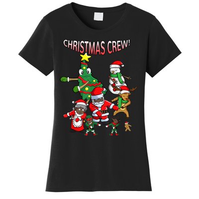 Santa Black African American Christmas Crew Flossing Floss TShirt Women's T-Shirt