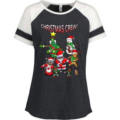 Santa Black African American Christmas Crew Flossing Floss TShirt Enza Ladies Jersey Colorblock Tee