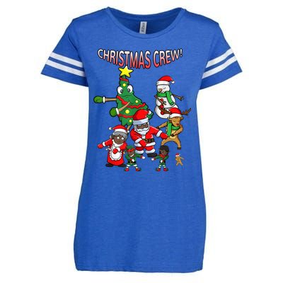 Santa Black African American Christmas Crew Flossing Floss TShirt Enza Ladies Jersey Football T-Shirt