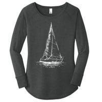 Sailor Boating Anchor Simple Line Drawing Sailboat Sailing Women's Perfect Tri Tunic Long Sleeve Shirt