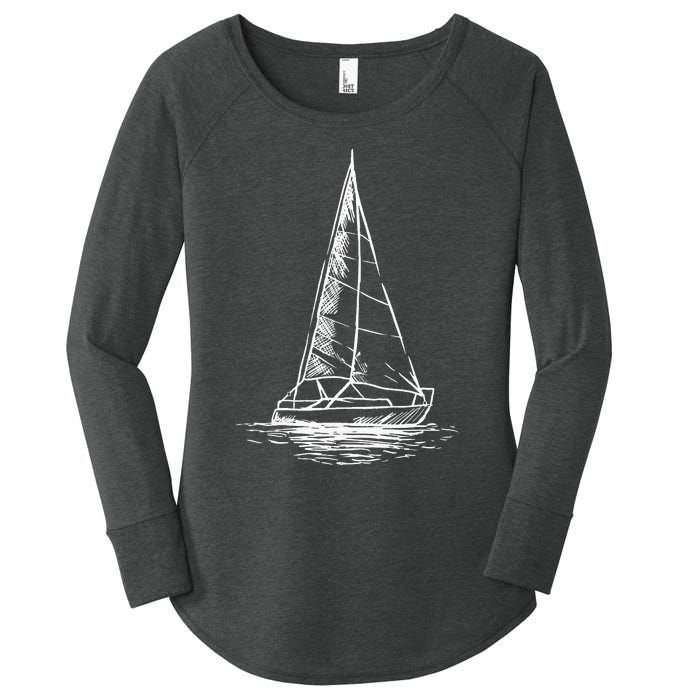 Sailor Boating Anchor Simple Line Drawing Sailboat Sailing Women's Perfect Tri Tunic Long Sleeve Shirt