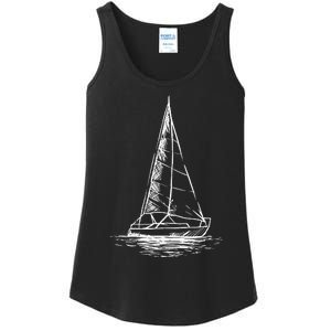 Sailor Boating Anchor Simple Line Drawing Sailboat Sailing Ladies Essential Tank