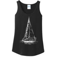 Sailor Boating Anchor Simple Line Drawing Sailboat Sailing Ladies Essential Tank