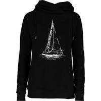 Sailor Boating Anchor Simple Line Drawing Sailboat Sailing Womens Funnel Neck Pullover Hood