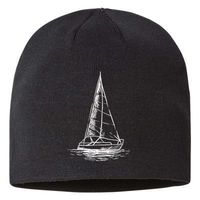 Sailor Boating Anchor Simple Line Drawing Sailboat Sailing Sustainable Beanie