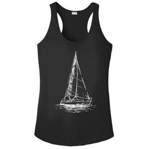 Sailor Boating Anchor Simple Line Drawing Sailboat Sailing Ladies PosiCharge Competitor Racerback Tank