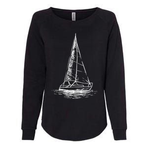 Sailor Boating Anchor Simple Line Drawing Sailboat Sailing Womens California Wash Sweatshirt