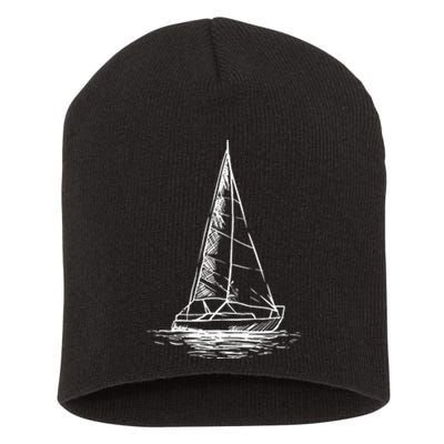 Sailor Boating Anchor Simple Line Drawing Sailboat Sailing Short Acrylic Beanie