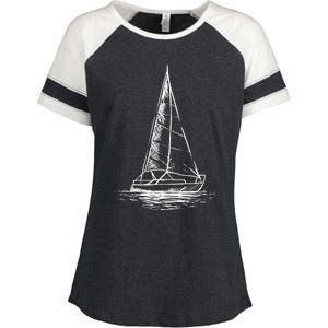 Sailor Boating Anchor Simple Line Drawing Sailboat Sailing Enza Ladies Jersey Colorblock Tee