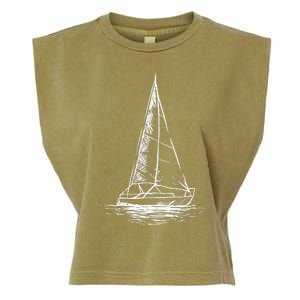 Sailor Boating Anchor Simple Line Drawing Sailboat Sailing Garment-Dyed Women's Muscle Tee