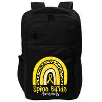 Spina Bifida Awareness Yellow Ribbon Leopard Rainbow Impact Tech Backpack
