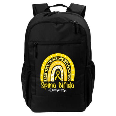 Spina Bifida Awareness Yellow Ribbon Leopard Rainbow Backpack