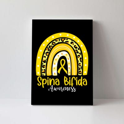 Spina Bifida Awareness Yellow Ribbon Leopard Rainbow Canvas